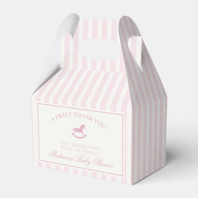 Pink Coquette Bow Rocking Horse Baby Shower Geschenkschachtel (Vorderseite)