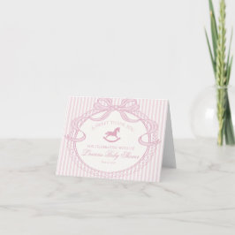 Pink Coquette Bow Rocking Horse Baby Thank You  Dankeskarte