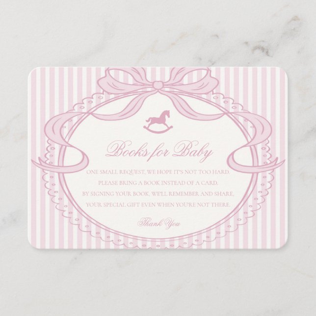 Pink Coquette Bow Rocking Horse Books for Baby Begleitkarte (Vorderseite)