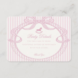 Pink Coquette Bow Rocking Horse Details Begleitkarte