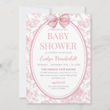 Pink Coquette Bow Toile Chinoiserie Babydusche