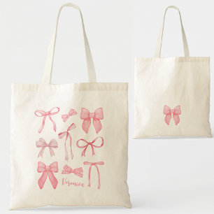 Pink Coquette Bow Trendy Feminine Girl Ästhetik Tragetasche