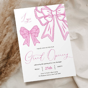 Pink Coquette Bows Feminine Grand Opening Business Einladung