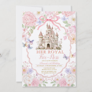 Pink Coquette Butterflies Royal fiveness Birthday  Einladung