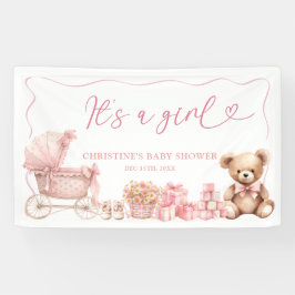 Pink Coquette Carriage Baby Shower Large Banner
