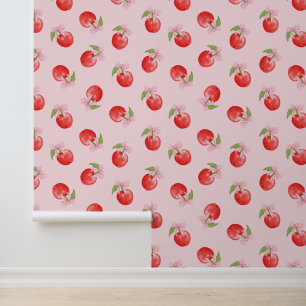 Pink Coquette Cherries and Bows Peel and Stick Tapete