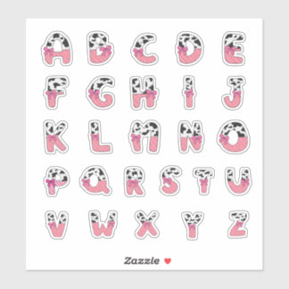 Pink Coquette Cow Print Alphabet Cowgirl Letters Aufkleber