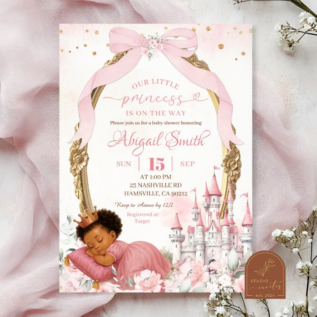 Pink Coquette Fairytale African Girl Baby Dusche Einladung (Von Creator hochgeladen)