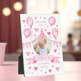 Pink Coquette Foto Hat Geburtstagsparty Begrüßung Fotoplatte