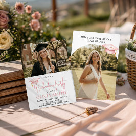 Pink Coquette Graduation Photo Invitation Einladung