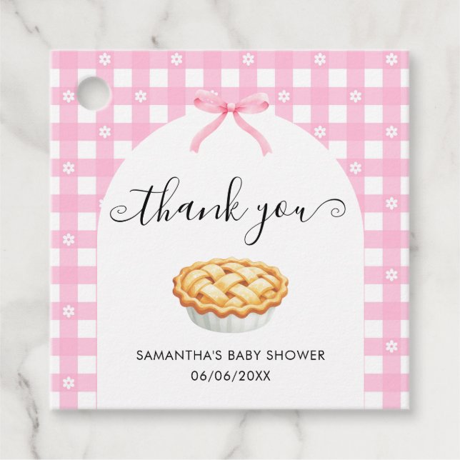 Pink Coquette Pie Baby Shower Thank You Geschenkanhänger (Vorderseite)