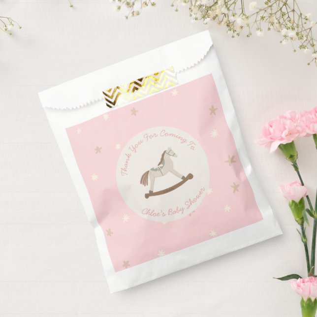 Pink Coquette Rocking Horse Baby Shower Geschenktütchen (Versiegelt)