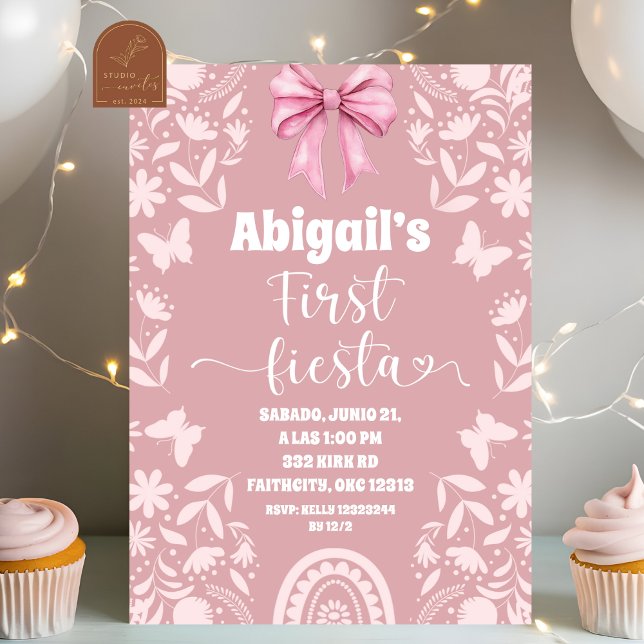 Pink Coquette Talavera Cielito Lindo First Fiesta Einladung (Von Creator hochgeladen)
