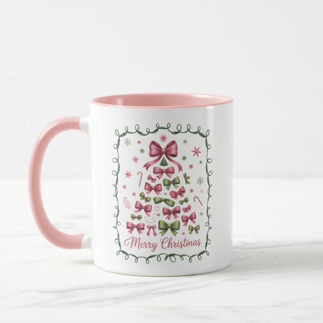 Pink Coquette Weihnachtsbaum Girly Trendy Xmas Tasse (Links)