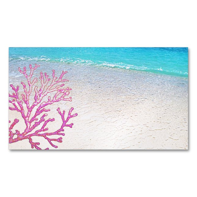 Pink Coral Beach House Rental Wellness-Center Bout Magnetische Visitenkarte (Vorderseite)