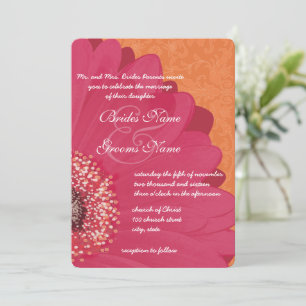 Pink Coral Gerber Daisy Wedding Einladung