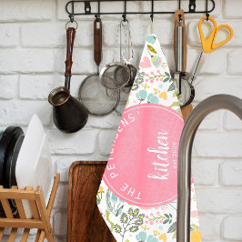 Pink Coral Pastor Aquarellfarben Name Geschirrtuch