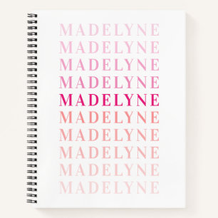 Pink Coral Typografy Personalisiert Name Notizbuch