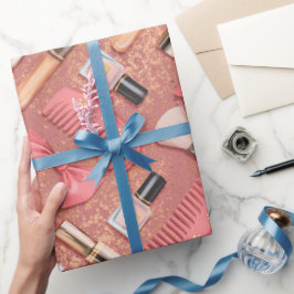 Pink Cosmetics Pattern Glitter Geschenkpapier