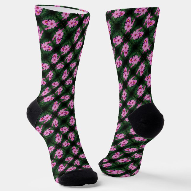 Pink Cosmos Blume Muster Socken (Gewinkelt)