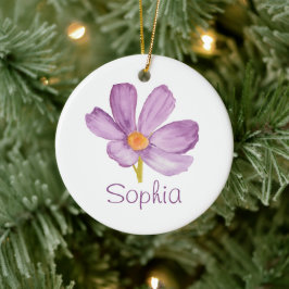 Pink Cosmos OCTOBER Birth Flower Custom Name Keramik Ornament
