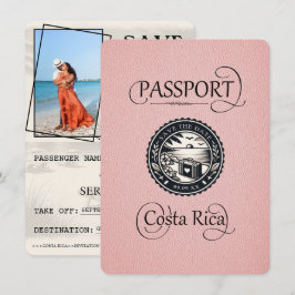 Pink Costa Rica Passport Save The Date