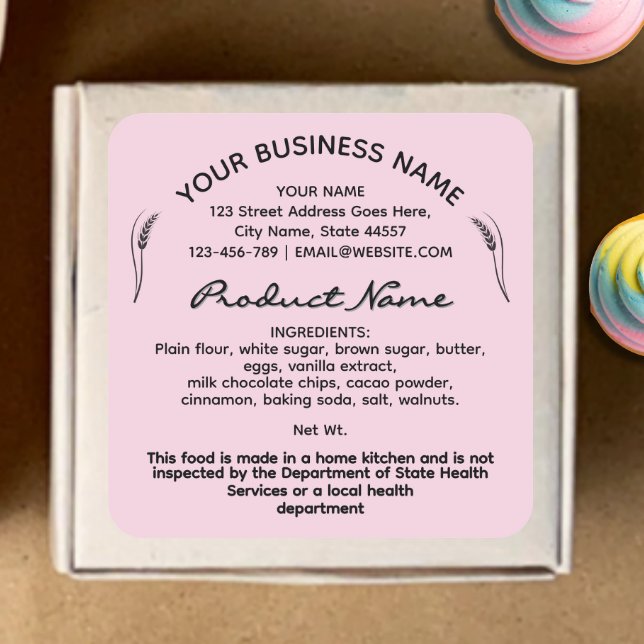 Pink Cottage Law étiquette alimentaire autocollant (Créateur téléchargé)