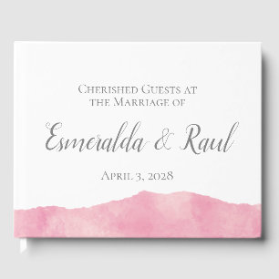 Pink Cotton Candy Aquarelle Mariage Livre d'or