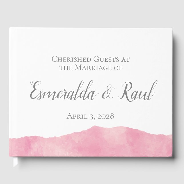 Pink Cotton Candy Watercolor Wedbook Gästebuch (Vorderseite)