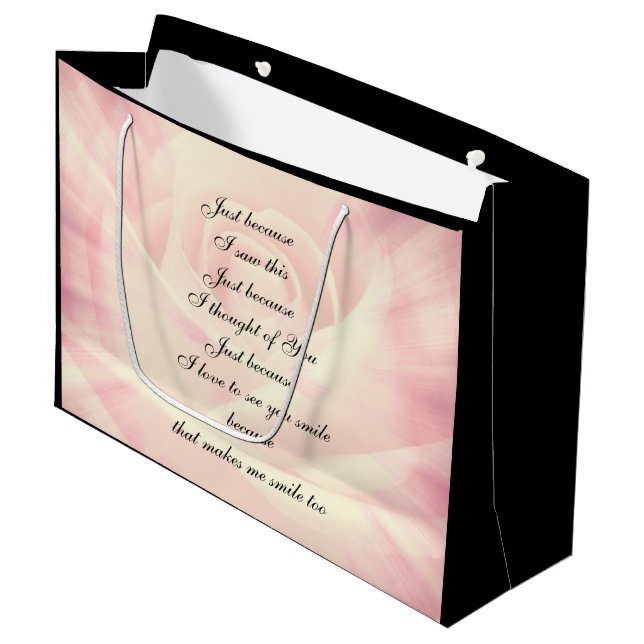 Pink Country Chic Gedicht Design Große Geschenktüte (Vorderseite Schrägansicht)