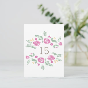 Pink Country Floral Tischnummer Postkarte