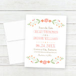 Pink Country Floral Wedding Save The Date<br><div class="desc">Rustikale, schicke Hochzeit speichern die Datumskarten mit einem symmetrischen Blumenrahmen aus hübschem Pfirsich, Rosa, Korallen und Nektarinen-Orangen-Blume, sanften grünen botanischen Blätter mit handgezeichnet Aussehen und Hintergrund mit einem subtilen und eleganten, texturierten Aussehen.</div>