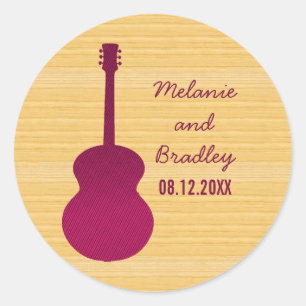 Pink Country Gitarre Hochzeitsticker Runder Aufkleber
