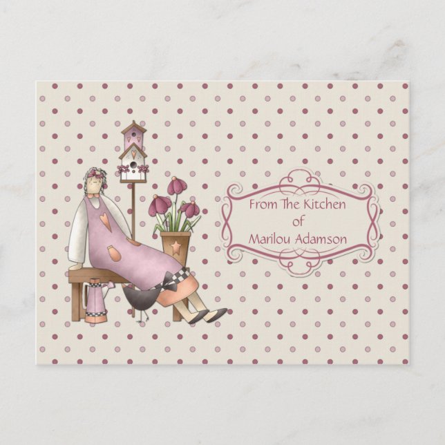 Pink Country Kitchen Weinkarte Postkarte (Vorderseite)