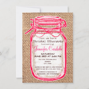 Pink Country Mason Jar Invitations de douche nupti