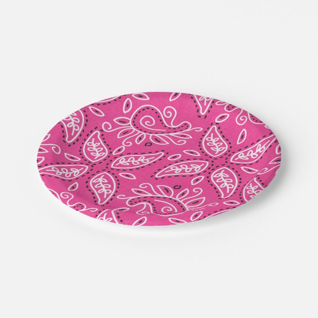 Pink Country Paisley Party Pappteller (Schrägansicht)