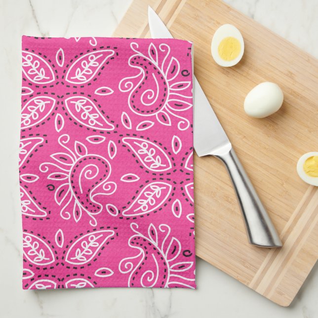 Pink Country Paisley serviette de cuisine motif (Quart Plié)