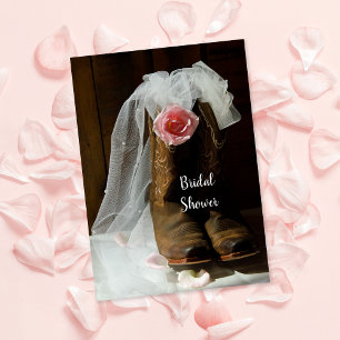 Pink Country Rose und Cowboy Boots Brautparty Einladung