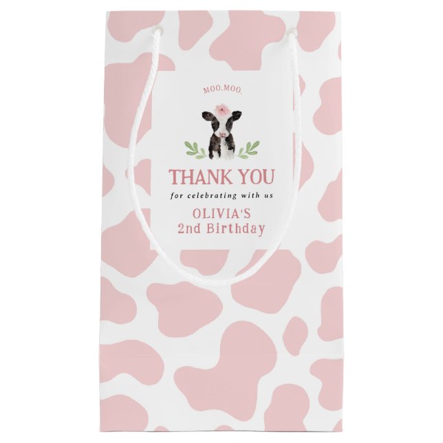 Pink Cow Muster Geschenktasche Kleine Geschenktüte (Vorderseite)