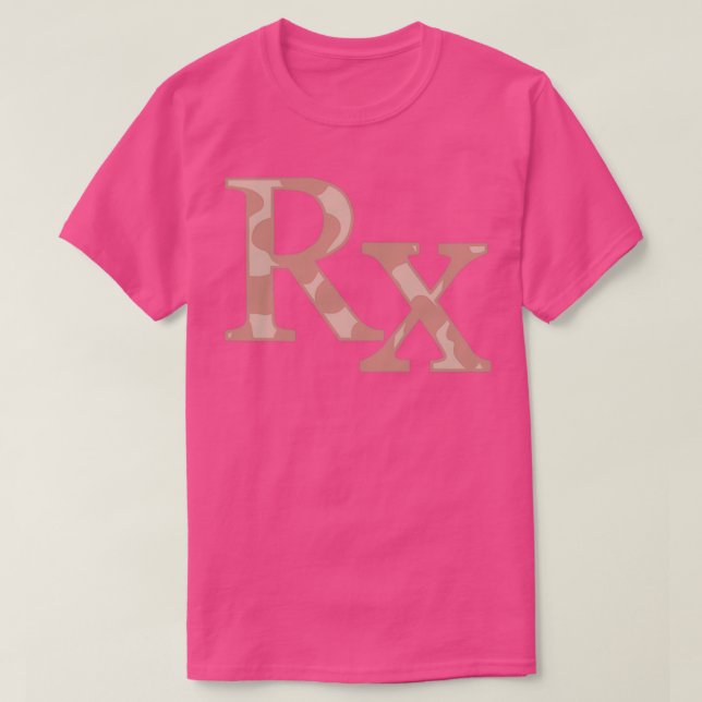 Pink Cow Print Pharmacy Rx Symbol T-Shirt (Design vorne)