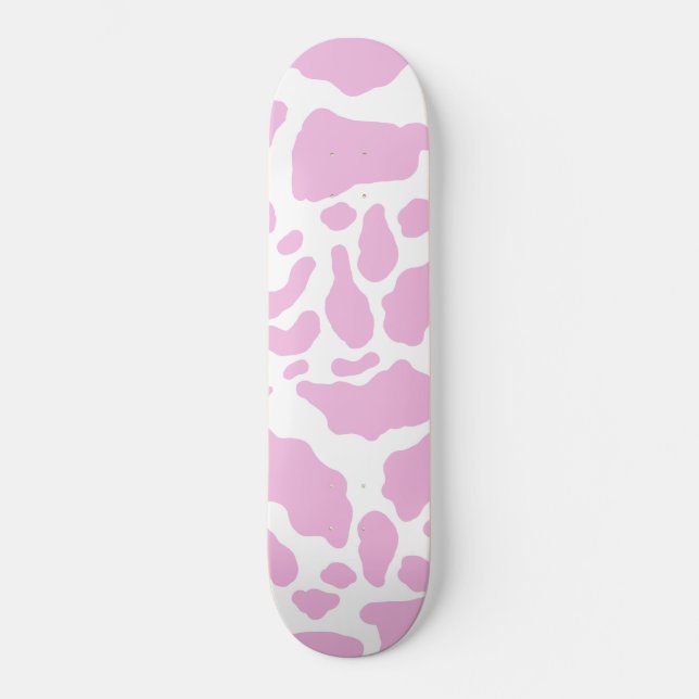 Pink Cow Spots Tierdruckmuster Skateboard (Vorderseite)