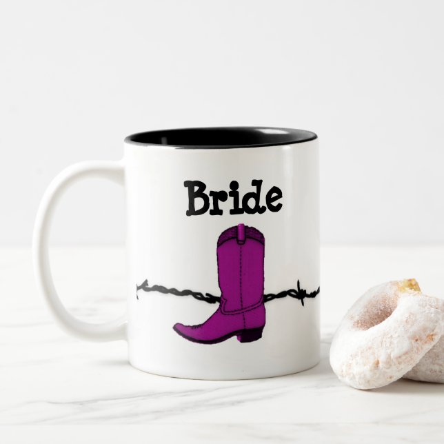 Pink Cowboy Boot Bride Tasse (Mit Donut)