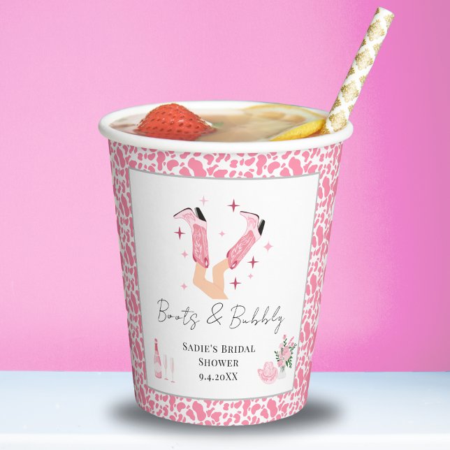 Pink Cowboy Boots & Bubbly Brautparty Pappbecher (Von Creator hochgeladen)