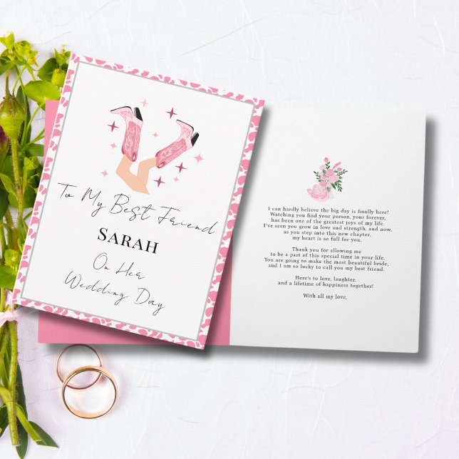 Pink Cowboy Boots & Bubbly Gratulationen Braut Karte (Von Creator hochgeladen)