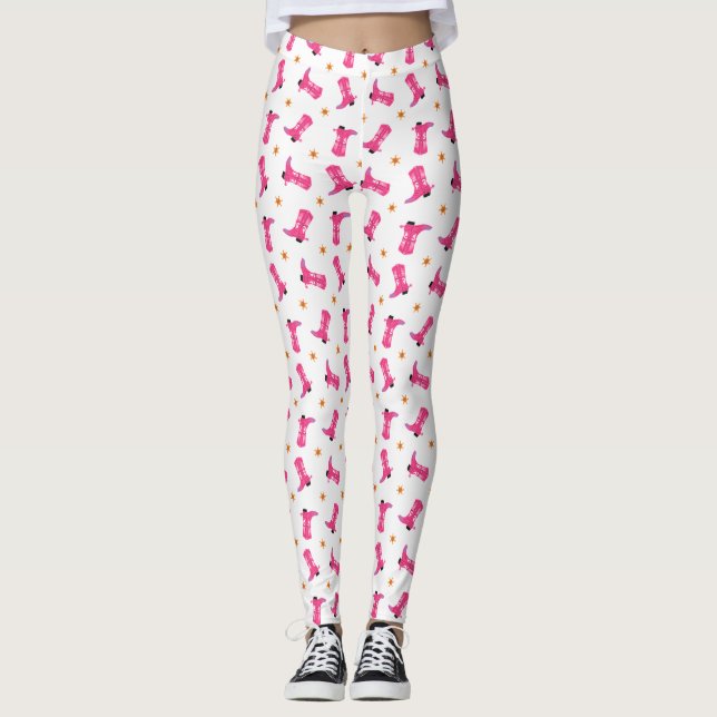 Pink Cowboy Boots, Fun Cowgirl Leggings (Vorderseite)