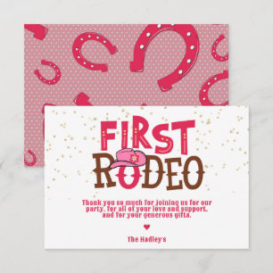 Pink Cowgirl 1. Rodeo Danke Karte