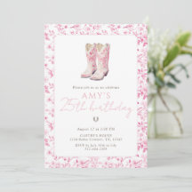 Pink Cowgirl 25th Birthday Floral Western boots