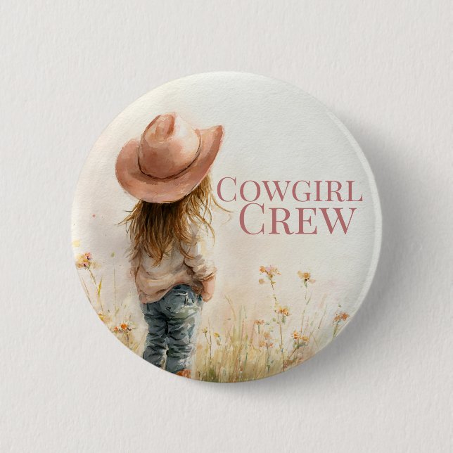 Pink Cowgirl Birthday | Farm Theme 1st  Button (Vorderseite)