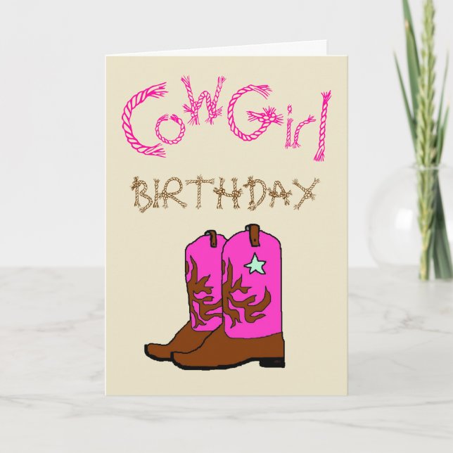 Pink Cowgirl Boots Birthday Einladung (Vorderseite)