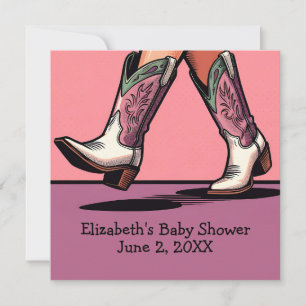 Pink Cowgirl Boots Western Girl Baby Dusche Einladung